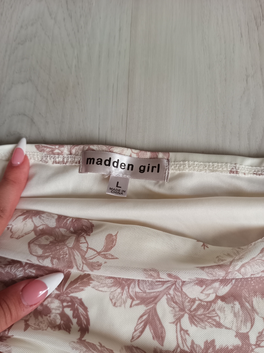 madden girl Floral Slip Skirt in Blush Cream